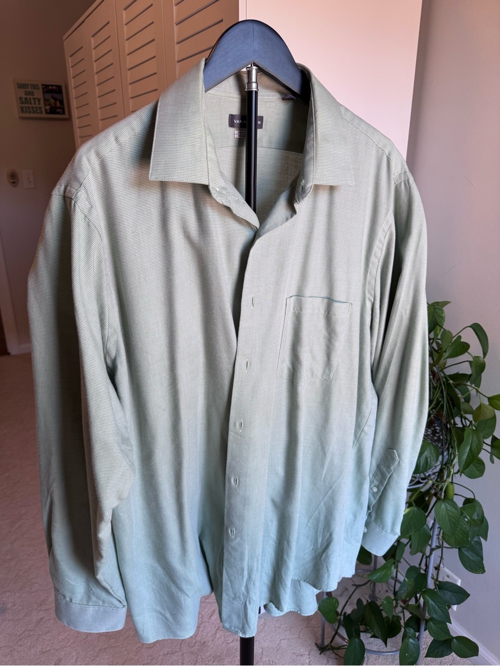 Van Heusen Sage Green Long-Sleeve Dress Shirt XL